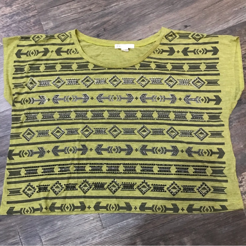 Crop sleeveless T-shirt Over Size Small Aztec Western BLING Forever 21